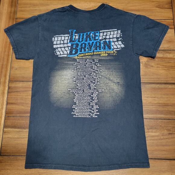 Gildan Black Unisex Tee "Luke Bryan Dirt Road Diaries Tour 2013" - Size Small - Picture 3 of 6